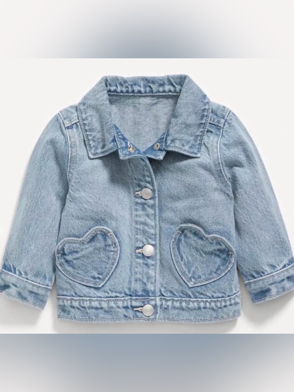Old navy Baby Girl Jean Jacket with Heart Pockets NWT 6-12 Months